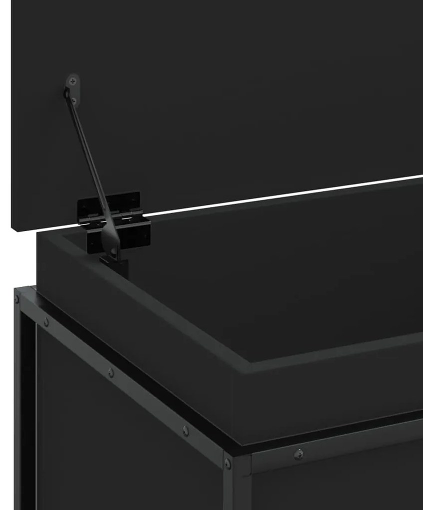 fekete szerelt fa tárolóláda fedéllel 100 x 40 x 51,5 cm