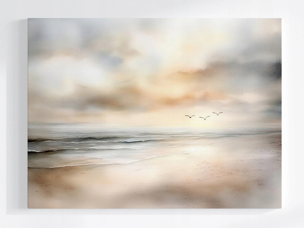 Vászonkép Canvas Tájkép Víz Tenger Óceán Tengerpart Sirályok Hullámok 100x75