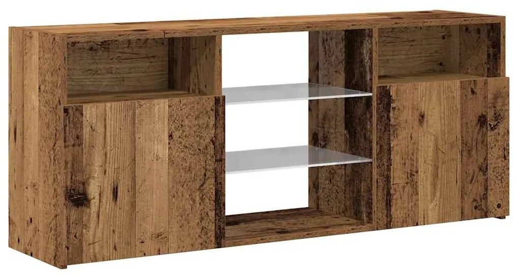 antik fa színű szerelt fa TV-szekrény LED-ekkel 120x30x50 cm