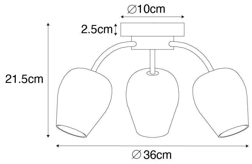 Klasszikus mennyezeti lámpa arany üveggel 3-lámpás - Elien