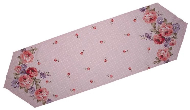 Rózsa virágos pamut asztali futó 50x160 cm Dotty Rose