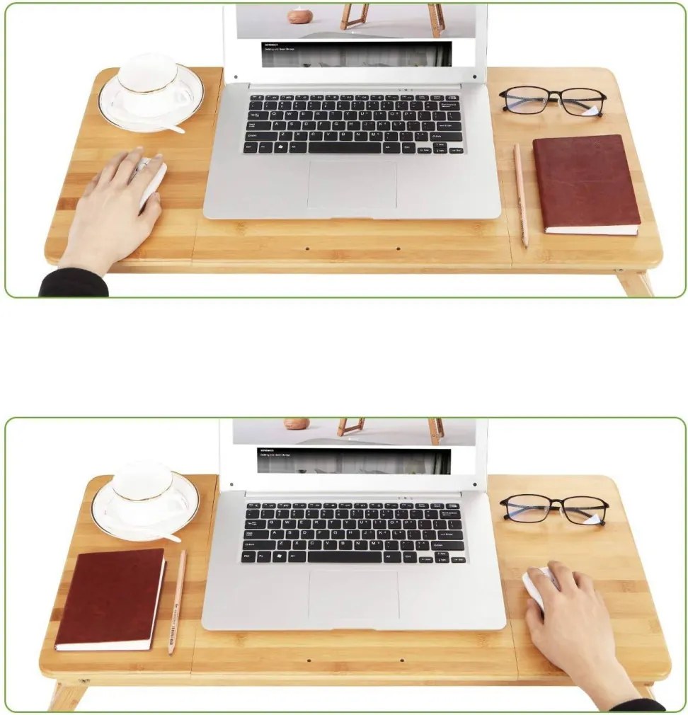 Bambusz laptop asztal állítható magasság 71x35cm