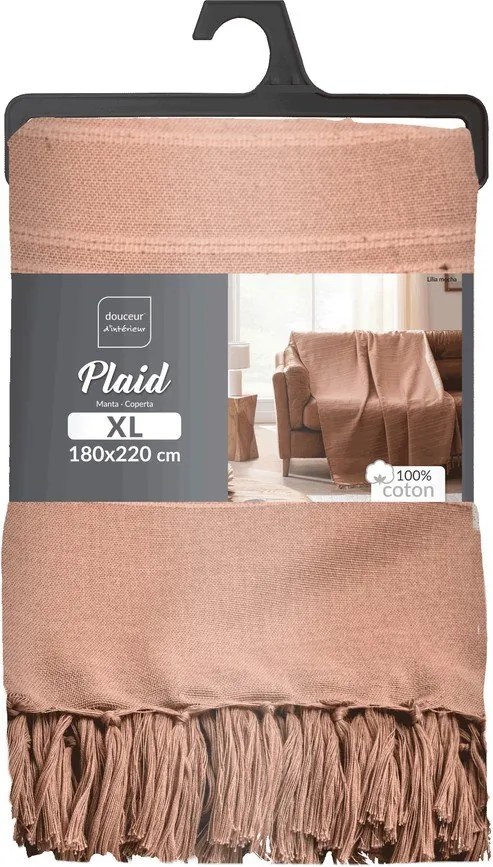 Terrakotta színű pamut ágytakaró 180x220 cm Lilia – douceur d'intérieur