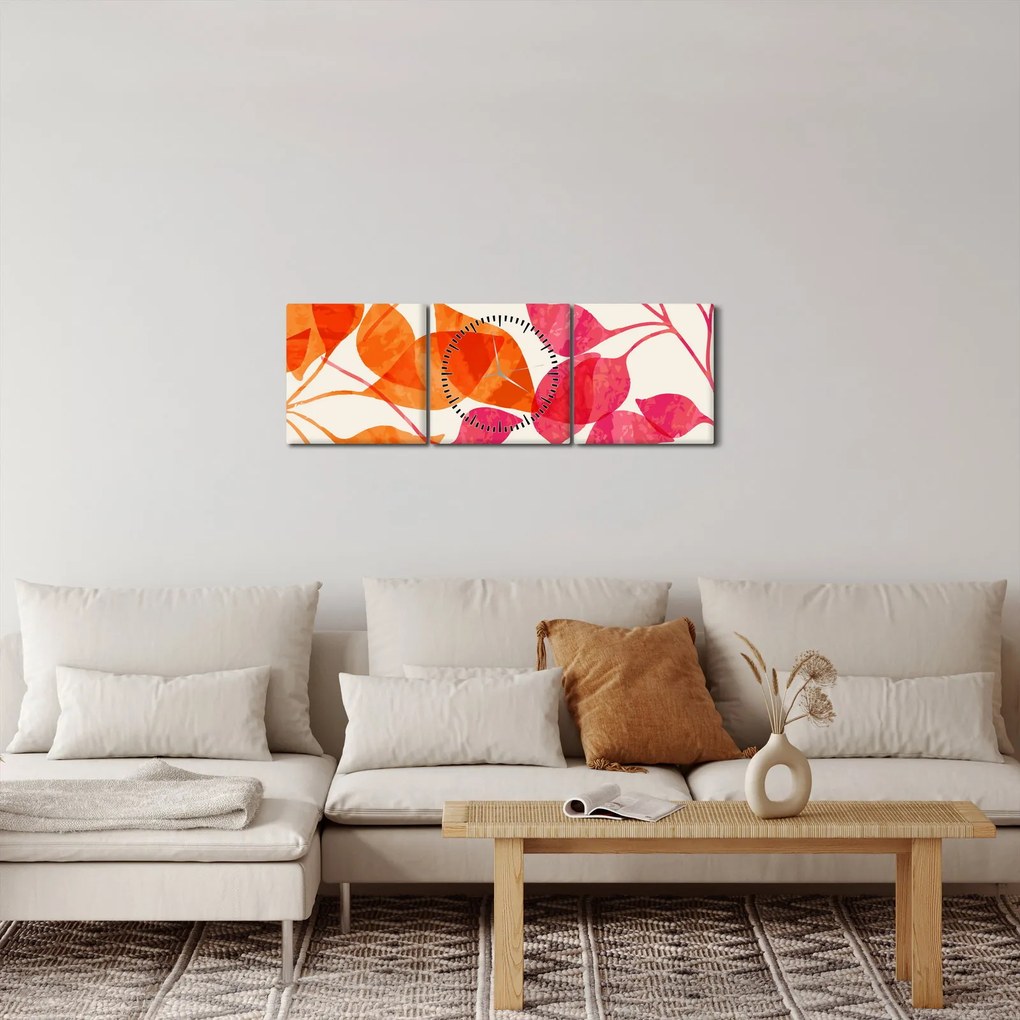 Kép - Narancssárga levelek (órával) (90x30 cm)