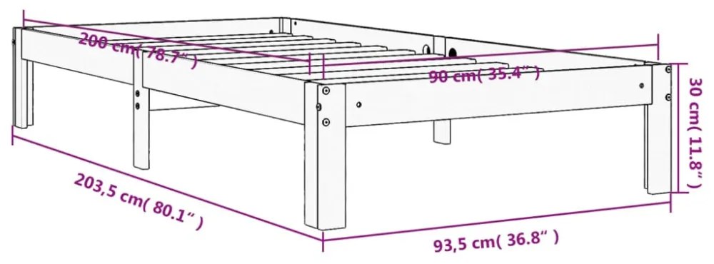 viaszbarna tömör fenyőfa ágy matrac nélkül 90 x 200 cm