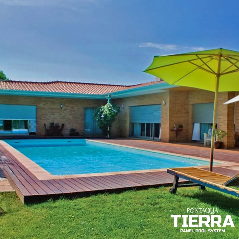 TIERRA PANEL POOL modulpaneles, süllyesztett víztükrű medence, 6,0 x 3,0 x 1,5 m, kék fóliával