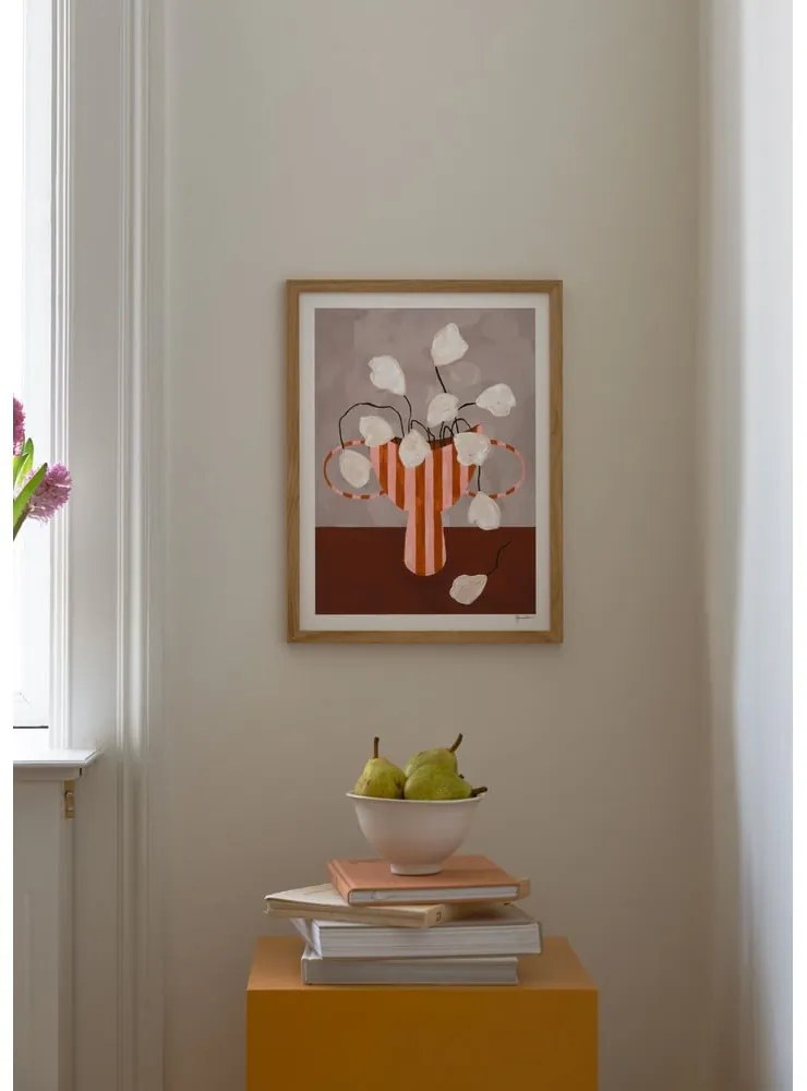 Poszter 30x40 cm White Flowers in Striped Vase – Frankie Penwill – The Poster Club