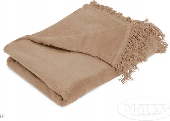 Akril pamut takaró 150x200 Moreno bézs egyszínű rojtokkal Matex