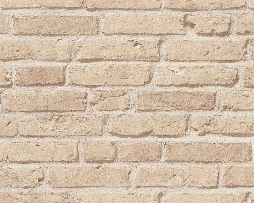 Vinyl tapéta flizelin bézs régi tégla hatás 3D mosható tapéta