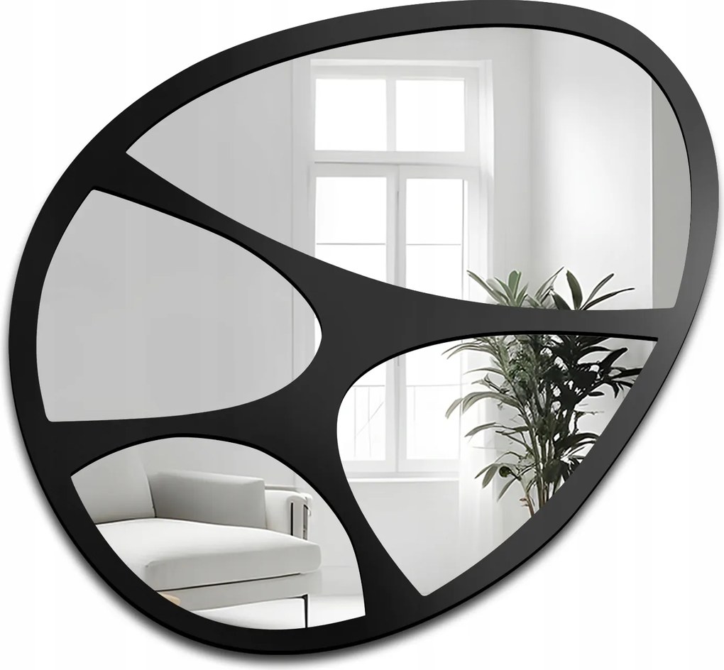 Figo modern tükör matt fekete Mdf keretben 140x117 falra szerelhető