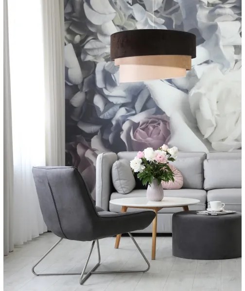 Duolla - Csillár zsinóron DEVON 1xE27/40W/230V átm. 45 cm fekete/bézs