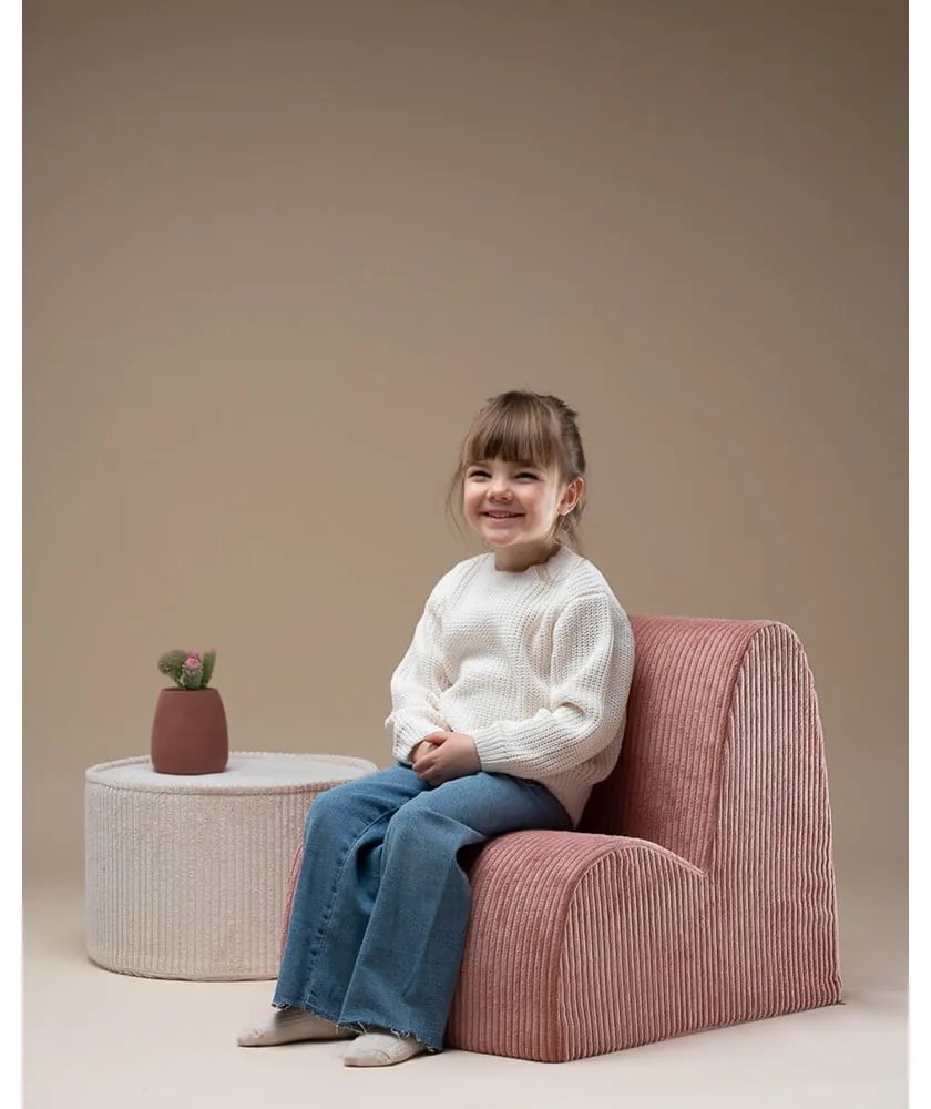 Rózsaszín kordbársony gyerek fotel Cloud – Wigiwama