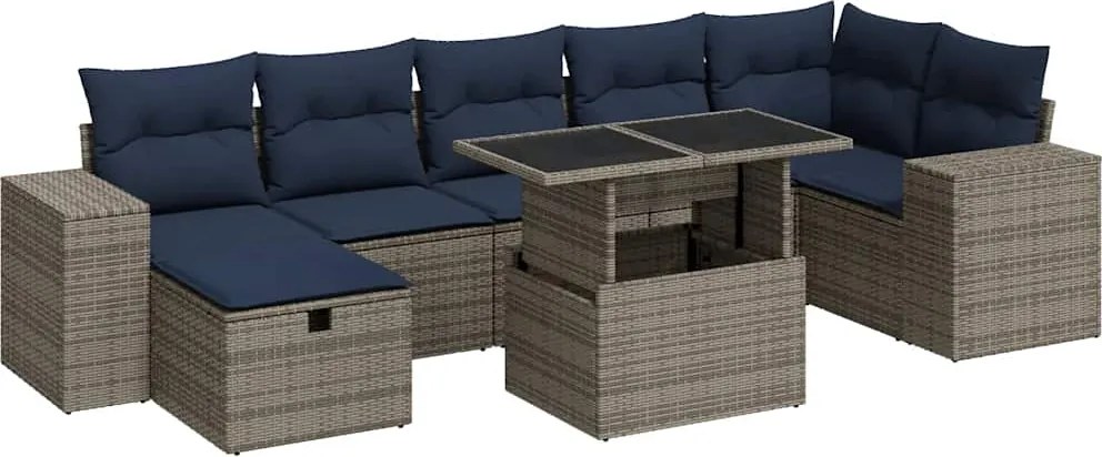vidaXL 8 részes barna polyrattan akácfa kerti ülőgarnitúra párnákkal
