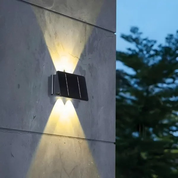 LED Napelemes fali lámpa 4xLED/1,5W/3,7V 1500 mAh IP54 fekete