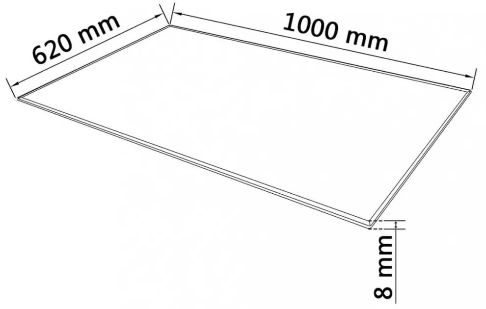 edzett üveg asztallap téglalap alakú 1000 x620 mm