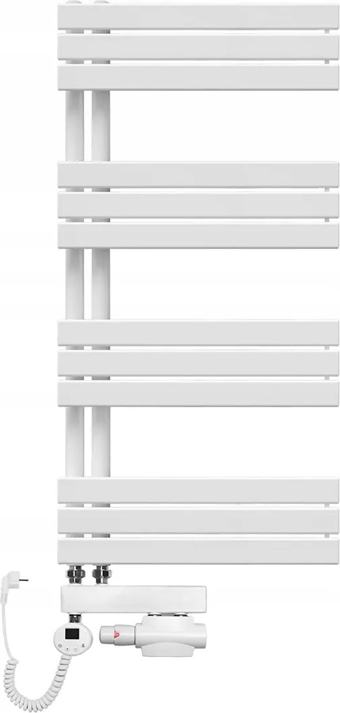 Fürdőszobai dekoratív víz-elektromos radiátor 1180x600 fehér létra