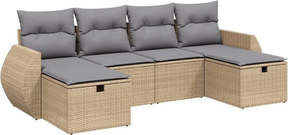 vidaXL 6 részes vegyes bézs polyrattan kerti ülőgarnitúra párnákkal