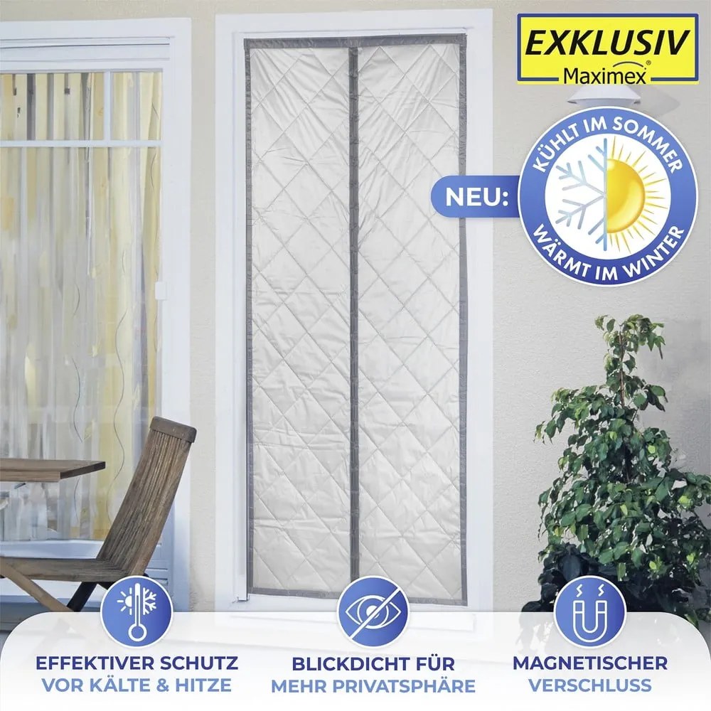 Szürke-ezüstszínű termo függöny ajtóra 80x200 cm – Maximex