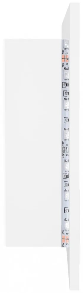 fehér akril LED-es fürdőszobaszekrény tükörrel 90x12x45 cm