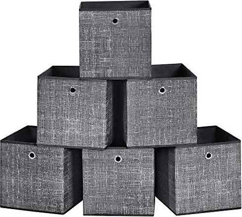 Tárolódobozok, 6 db-os szett, összecsukható doboz, foltos fekete