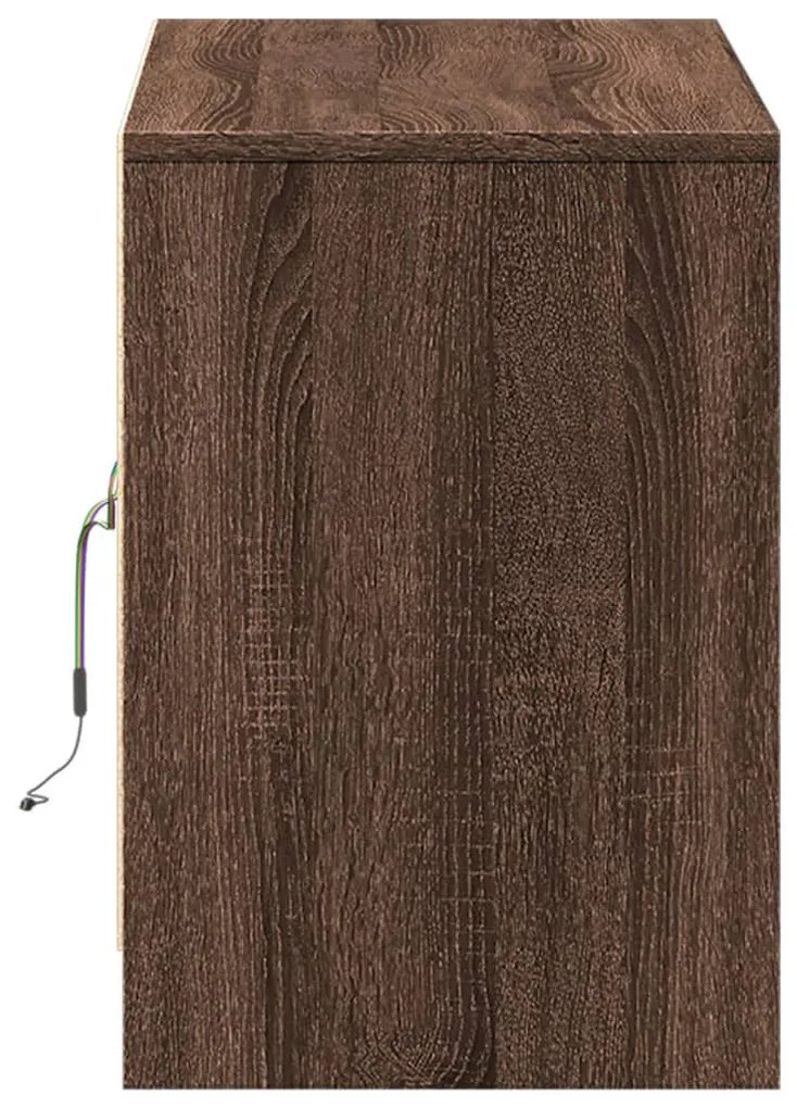barna tölgy színű szerelt fa LED-es TV-szekrény 100x34x50 cm