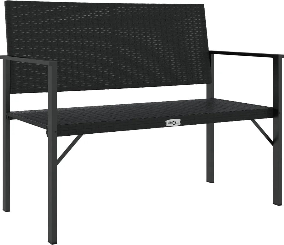 vidaXL fekete 2-személyes polyrattan kerti pad