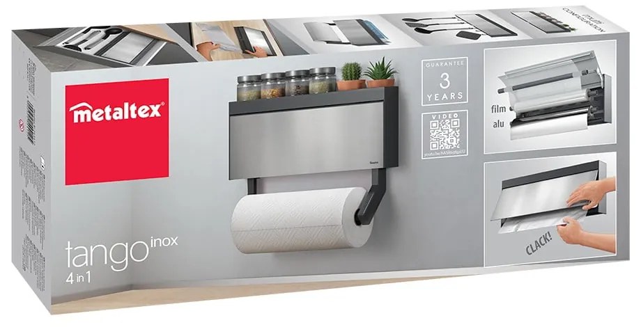Tango Inox fali papírtörlő és fólia tartó - Metaltex