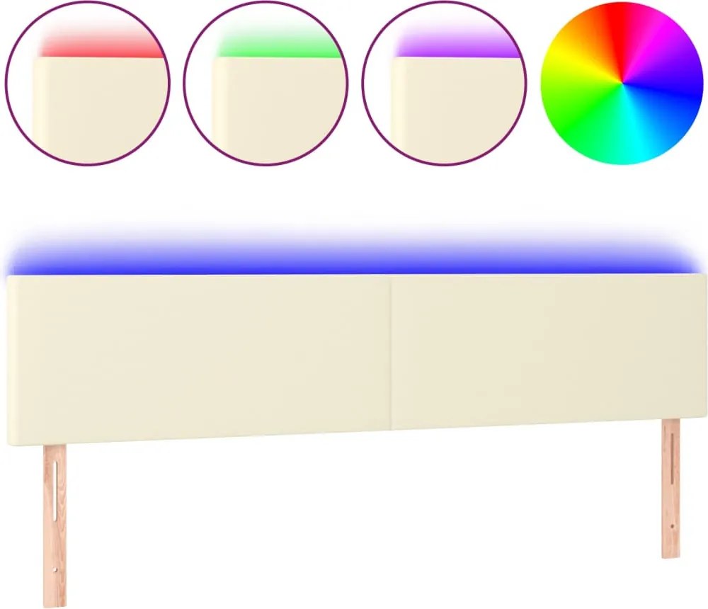 krémszínű műbőr LED-es fejtámla 160 x 5 x 78/88 cm