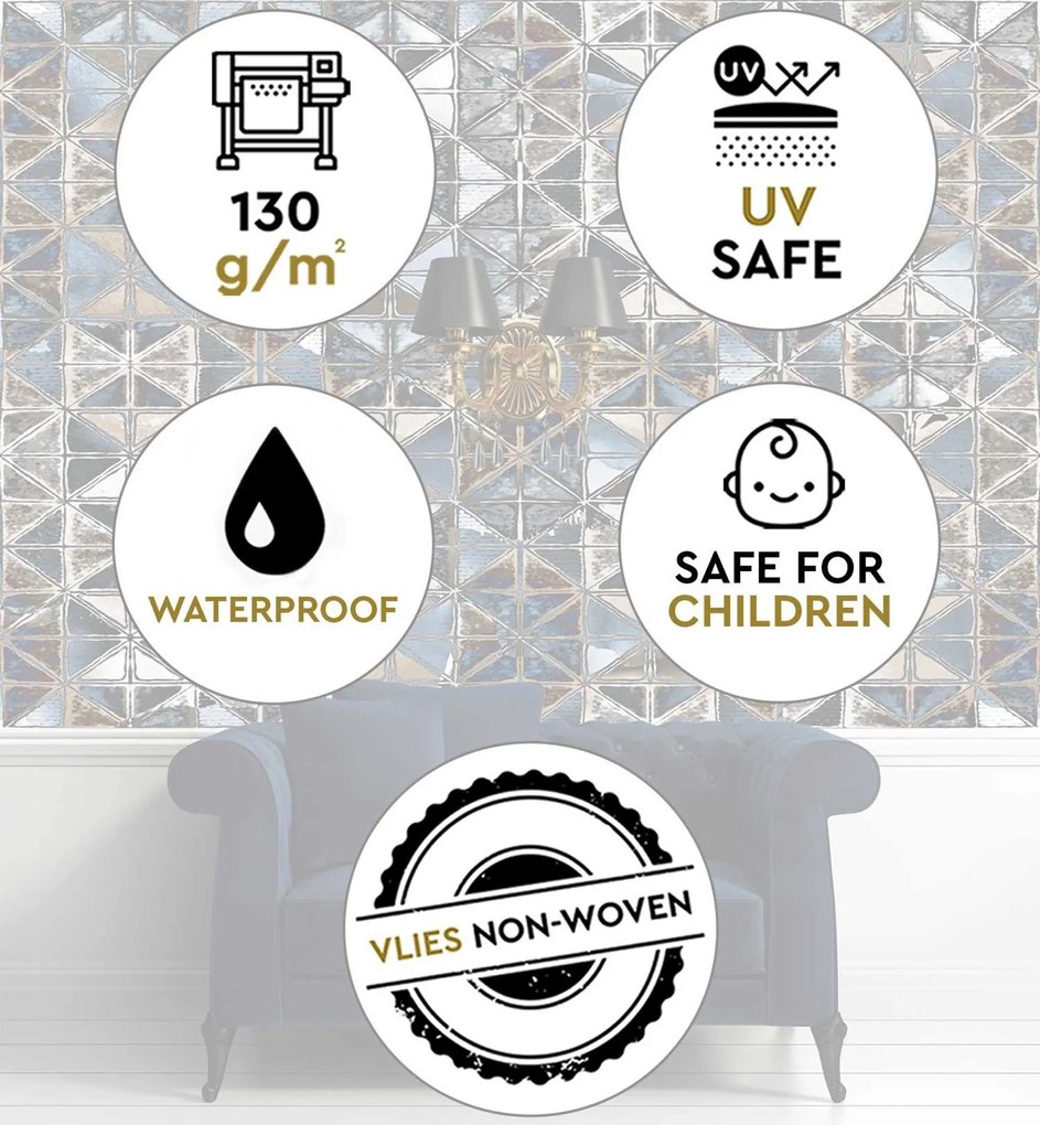 Gario Fotótapéta Kék üvegcsempe - mozaik Anyag: Vlies, Méret: 450 x 315 cm