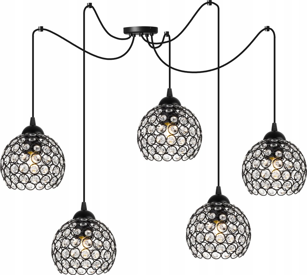 Mennyezeti Függőlámpa Csillogó Pók Csillár Kristályok Gömbök Az Asztal Felett