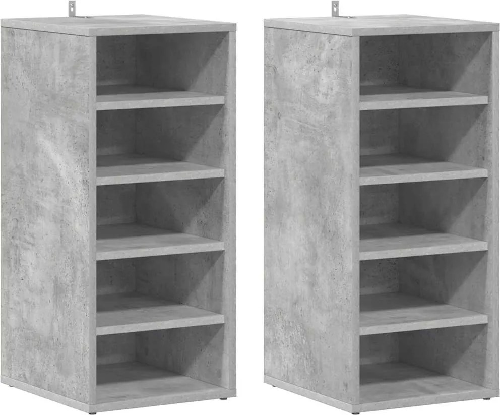 vidaXL 2 db betonszürke szerelt fa cipősszekrény 31,5 x 35 x 70 cm