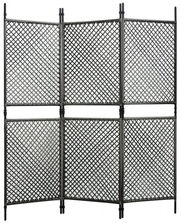 3 paneles antracitszürke polyrattan paraván 180 x 200 cm
