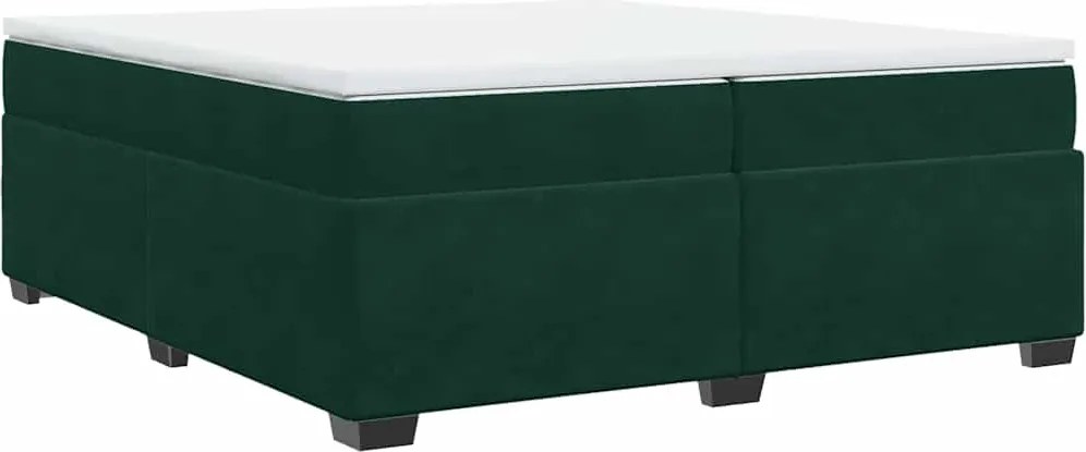 vidaXL sötétzöld bársony rugós ágy matraccal 200x200 cm