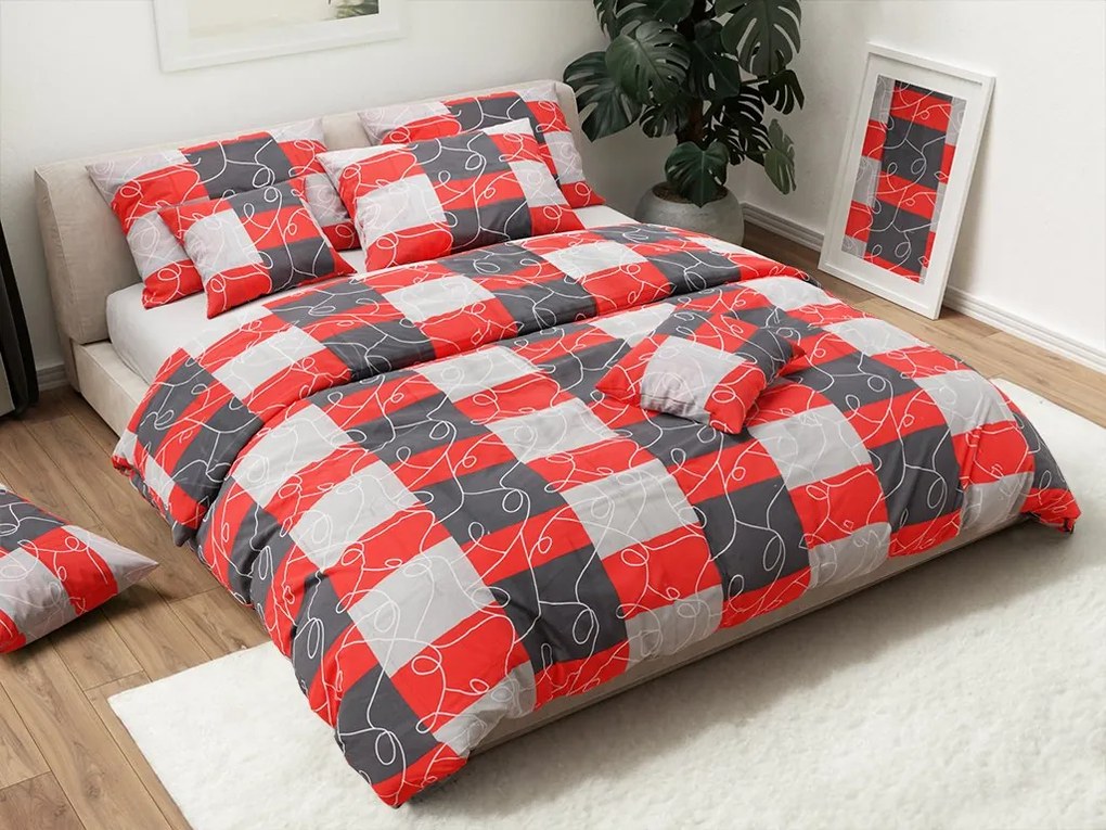 Pamut ágyneműhuzat SQUARES BLEND piros Ágyneműhuzat mérete: 70 x 90 cm | 140 x 200 cm