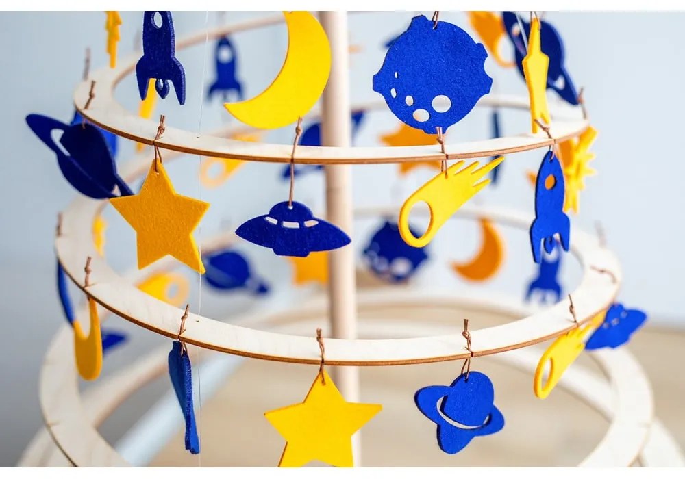 Medium 8 db-os sárga-kék filc karácsonyi dekoráció - Spira