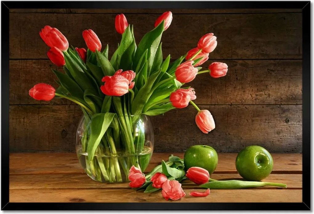Poszter keretben 60x40 Piros tulipánok