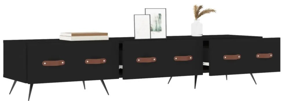 fekete szerelt fa TV-szekrény 150 x 36 x 50 cm