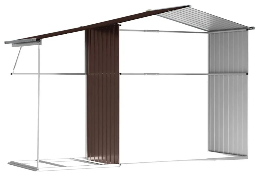 barna horganyzott acél kerti fészer 277 x 192,5 x 179 cm