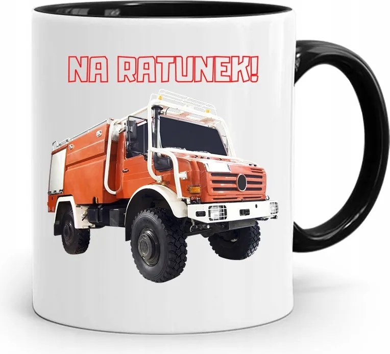 Fekete Bögre Tűzoltónak Mentő Tűzoltó Nyomtatott Fényképpel