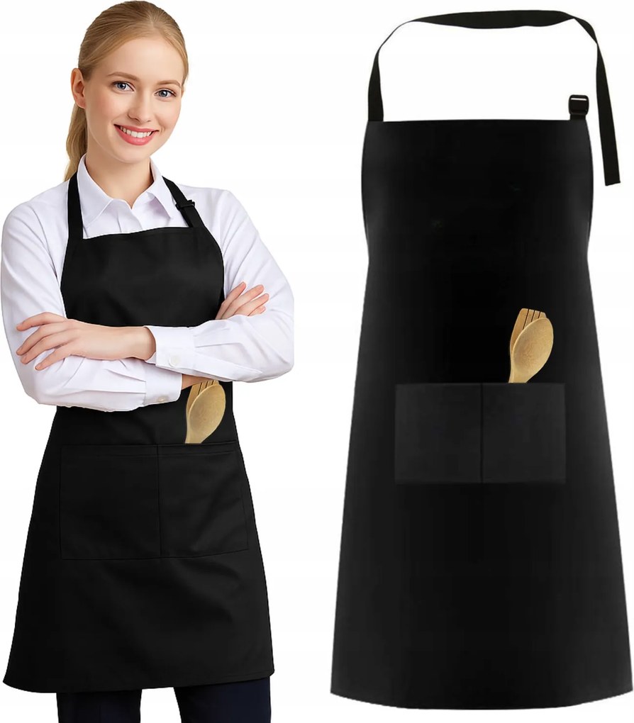 Konyhai Kötény Védő Kötény Vendéglátóipari Vízálló Fekete