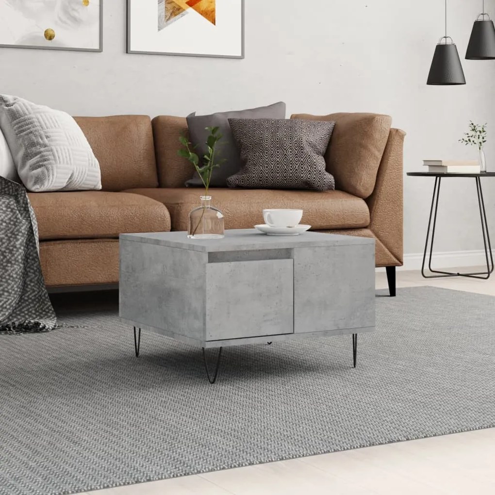 Betonszürke szerelt fa dohányzóasztal 55x55x36,5 cm