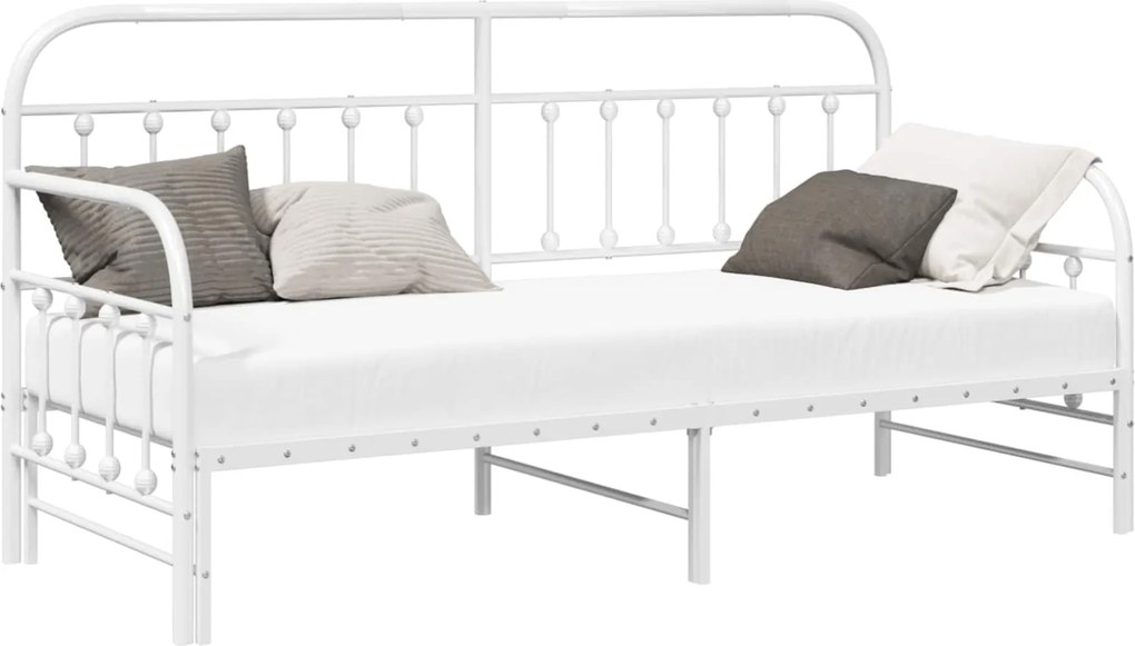 vidaXL Nappali ágykeret Fehér 75 x 190 cm Porszórt acél