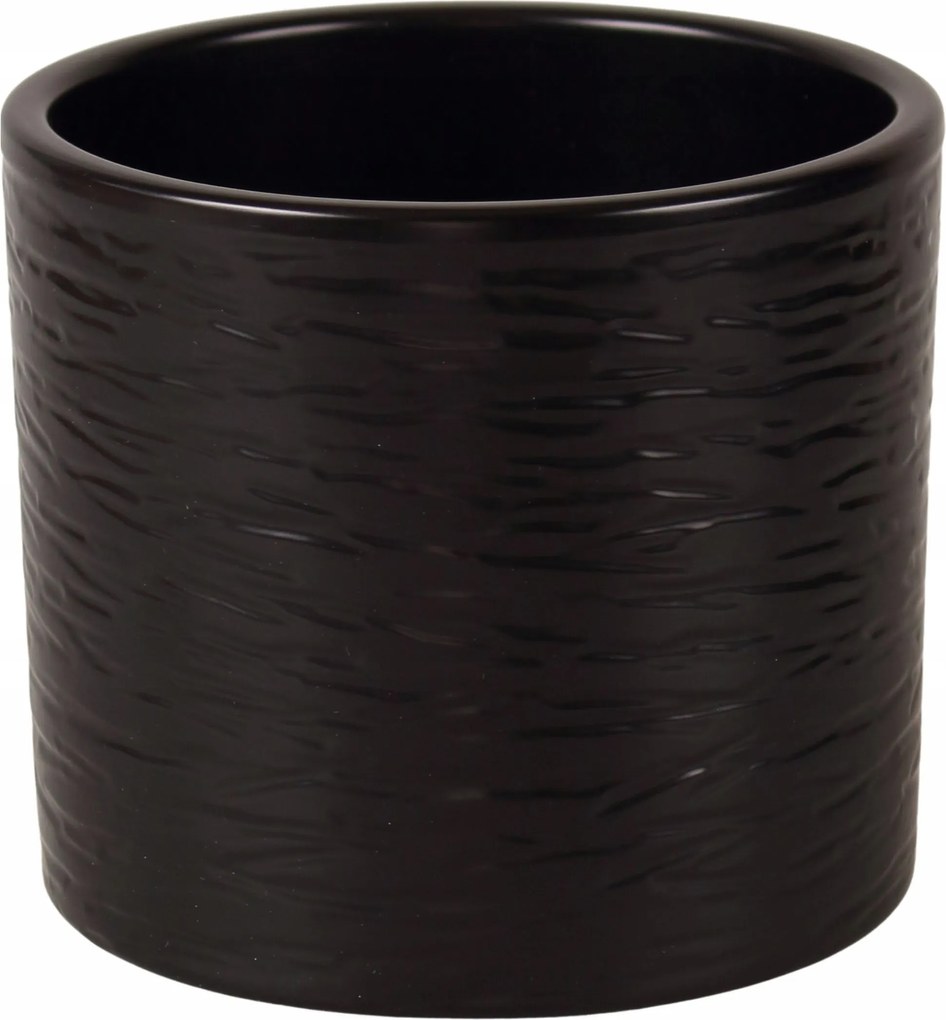 virágcserép kerámia fekete henger fedél kerek