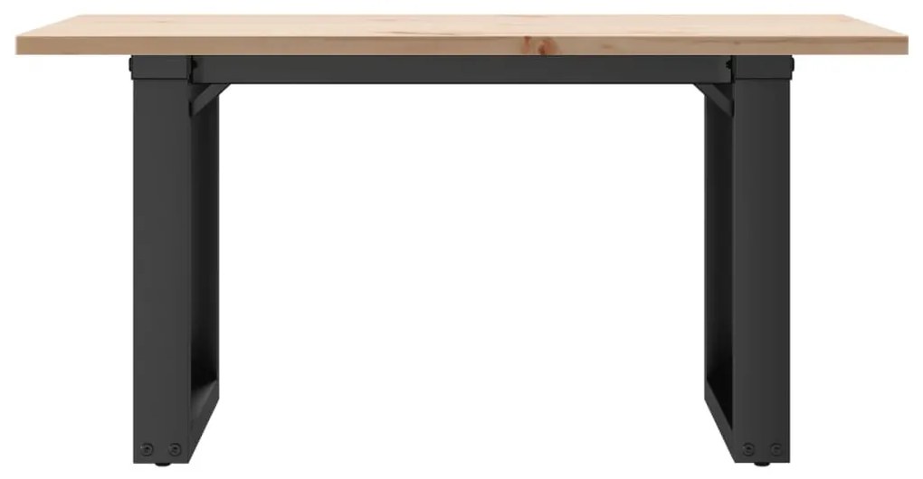 tömör fenyőfa és acél dohányzóasztal O-vázzal 80x50x40 cm