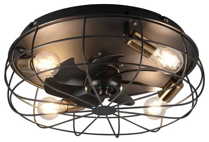 Matt fekete mennyezeti lámpa távirányítóval-ventilátorral Trondheim – Reality