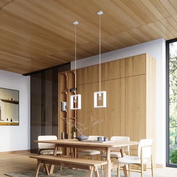 Sollux SL.1312 - Csillár zsinóron ARIES 1xE27/15W/230V bükkfa/fehér