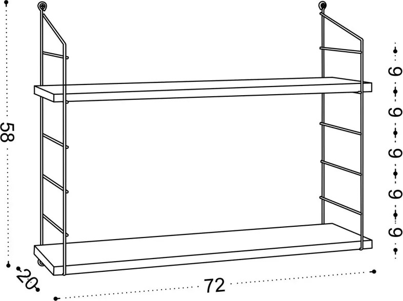 Armoni fali polc, dió, 72 cm – TR775DCM1668