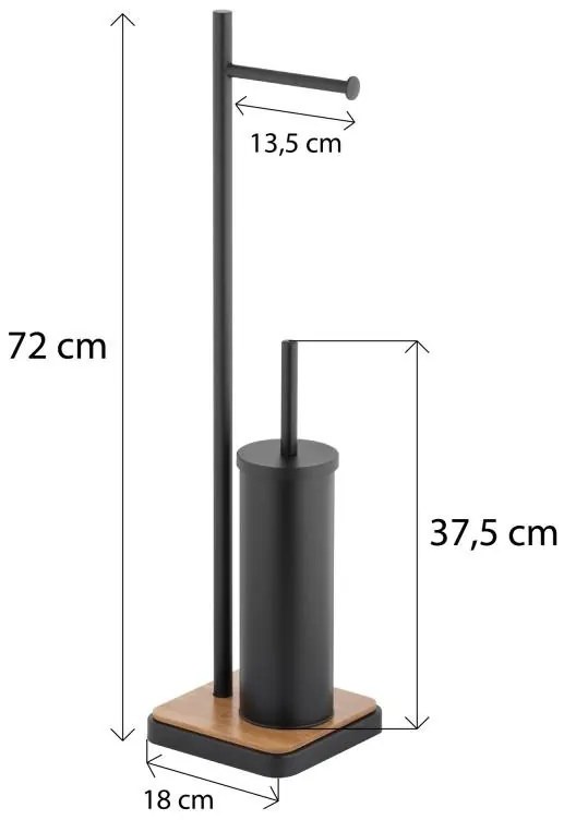 Erga Dyka, WC-papír és WC-kefe tartó 18x18x72 cm, fekete matt-barna, ERG-YKA-P.DYKA-BLK