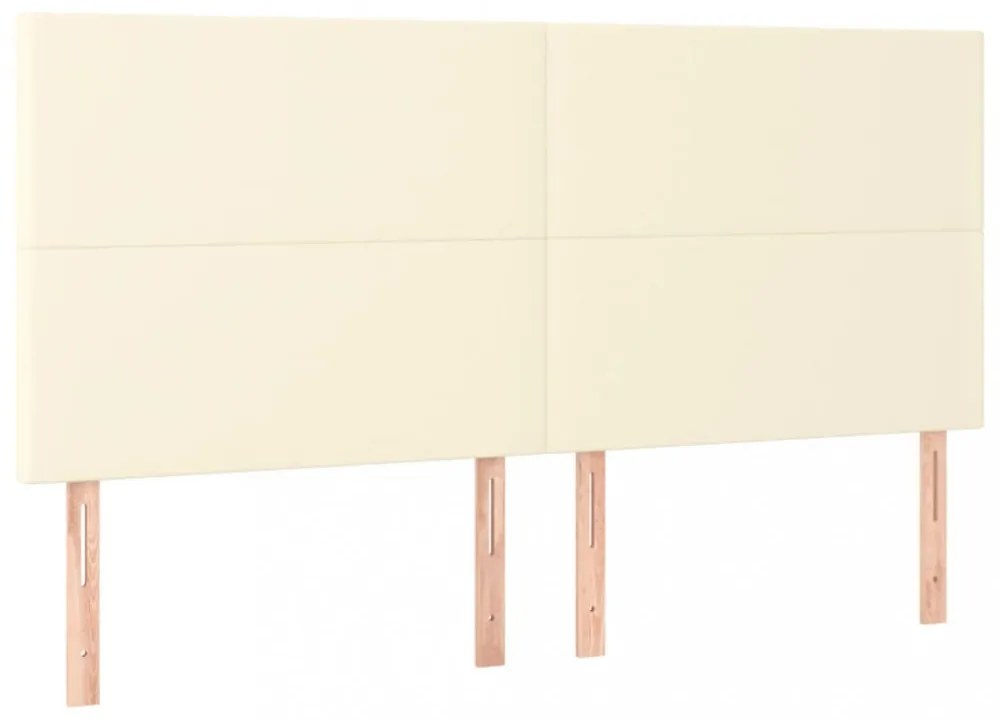 krémszínű műbőr rugós ágy matraccal és LED-del 200x200 cm
