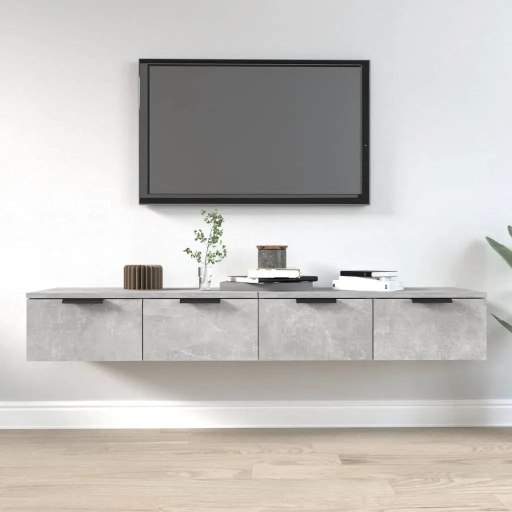 2 db betonszürke szerelt fa fali szekrény 68 x 30 x 20 cm